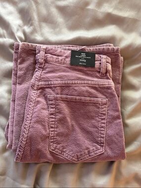 H&M High-Rise Wide Corduroy Jeans in Dusty Rose